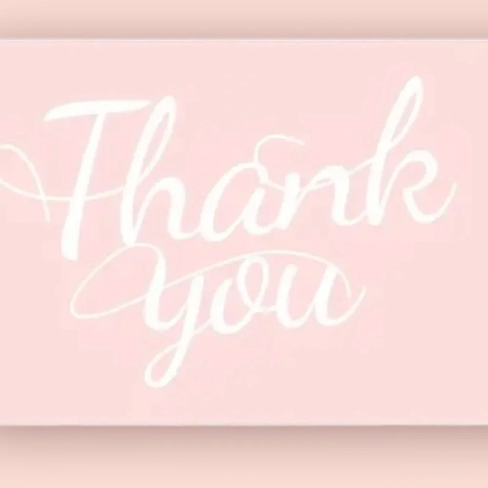 50 Thank you cards for your small business Pink & White Business Card size